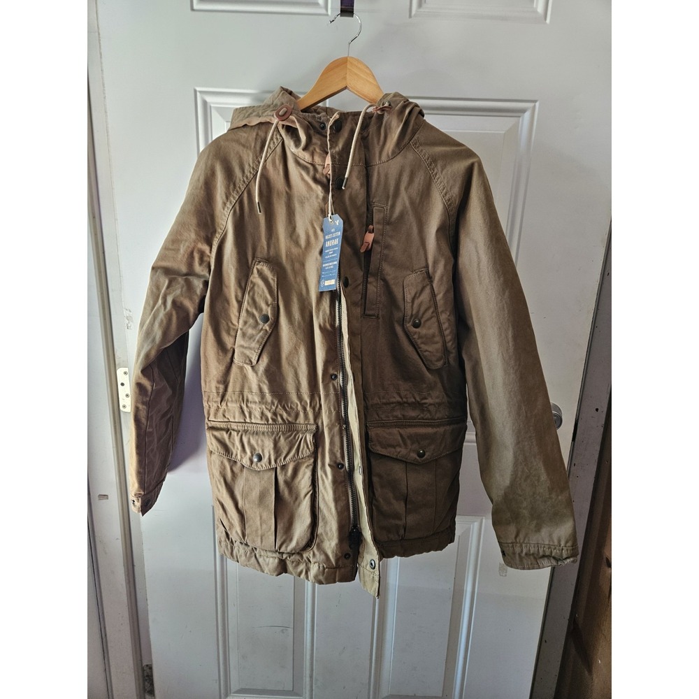 NWT American Eagle Outfitters Waxed Cotton Anorak Jacket Men's‎ Medium Brown...
